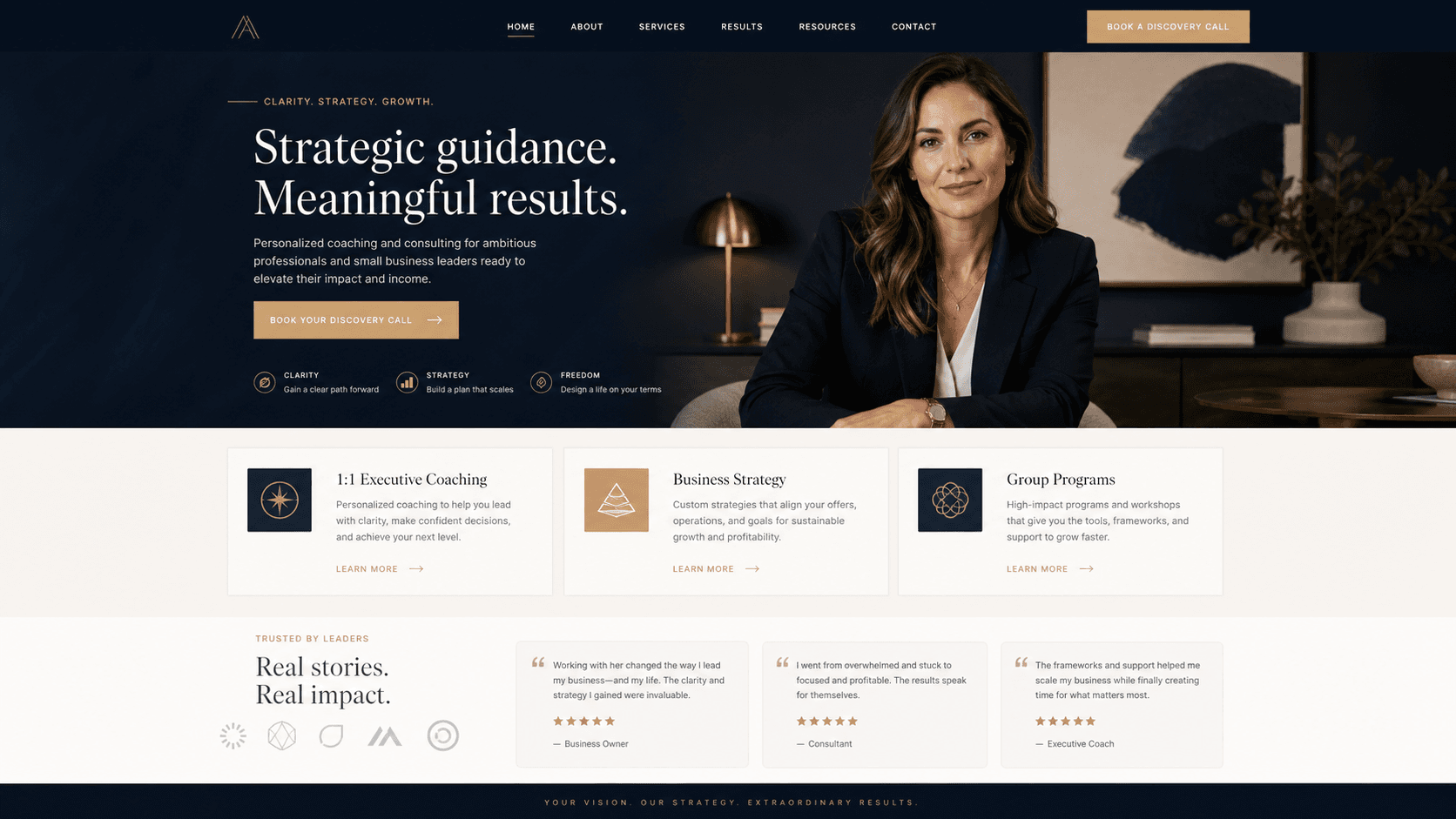 Fiktiver Premium Business Coach Website-Mockup Screenshot