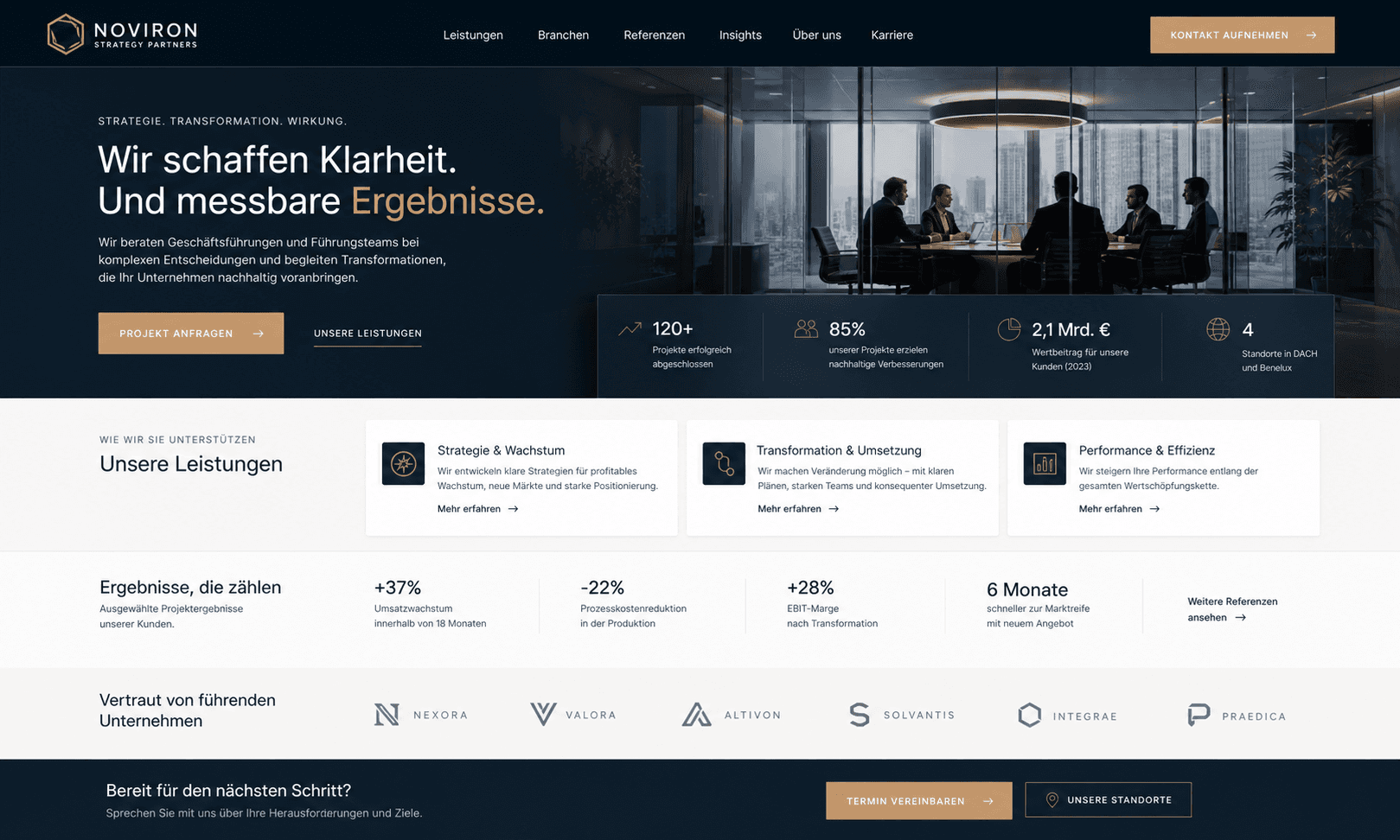 Fiktiver B2B Consulting Website-Mockup Screenshot
