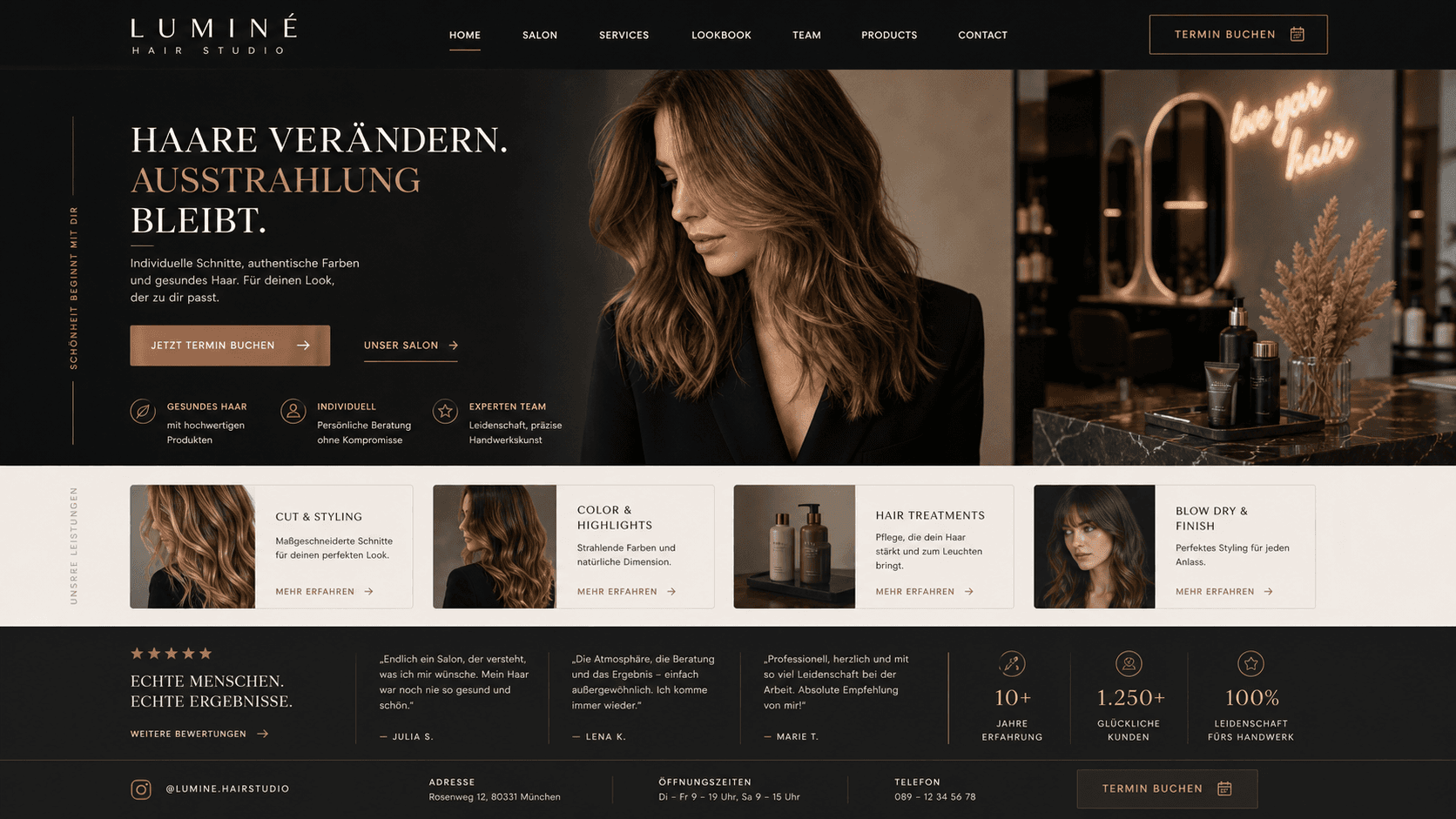 Fiktiver Hair Salon Website-Mockup Screenshot