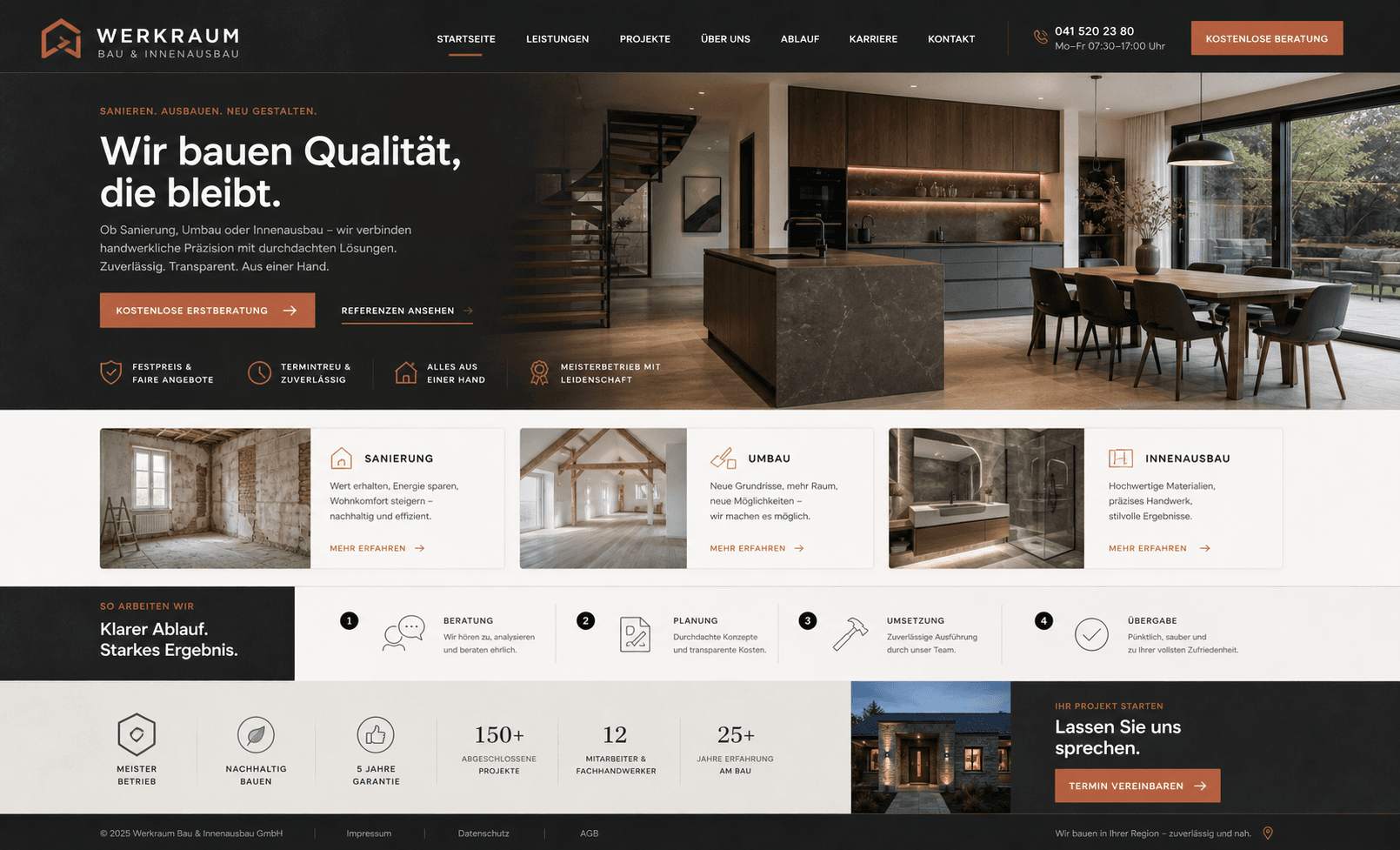 Fiktiver Handwerksbetrieb Website-Mockup Screenshot